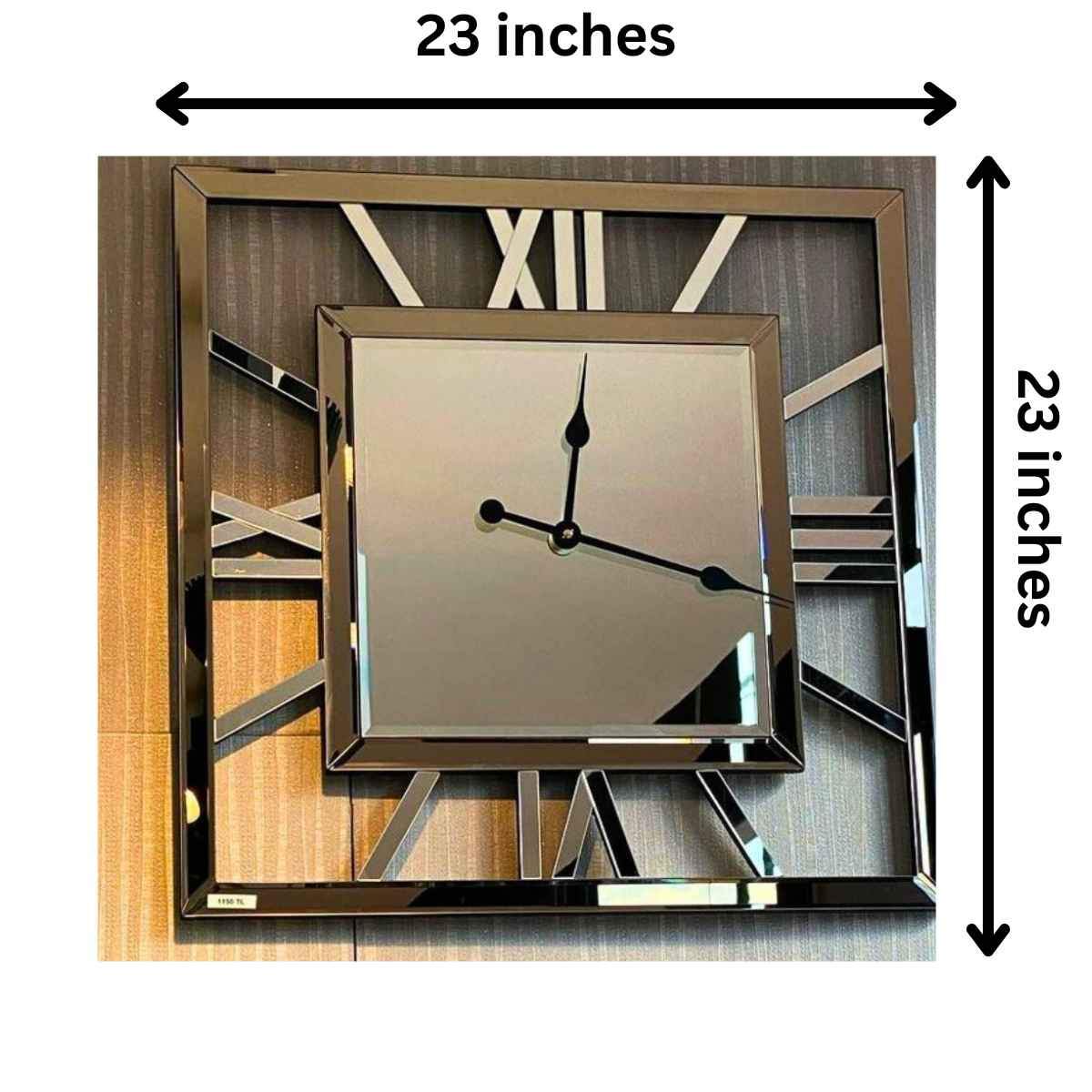 Square Shape Roman Number Style Mirror Clock Grey Color thumbnail